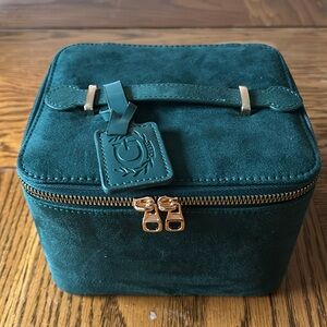Guess Green Faux-suede Cosmetic Travel Case